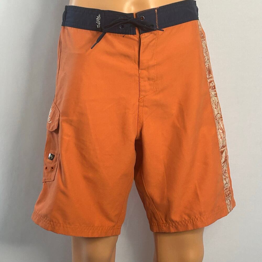 Salt Life SLX-QD Men’s Medium Orange Board Shorts Swim Trunks 10” Inseam